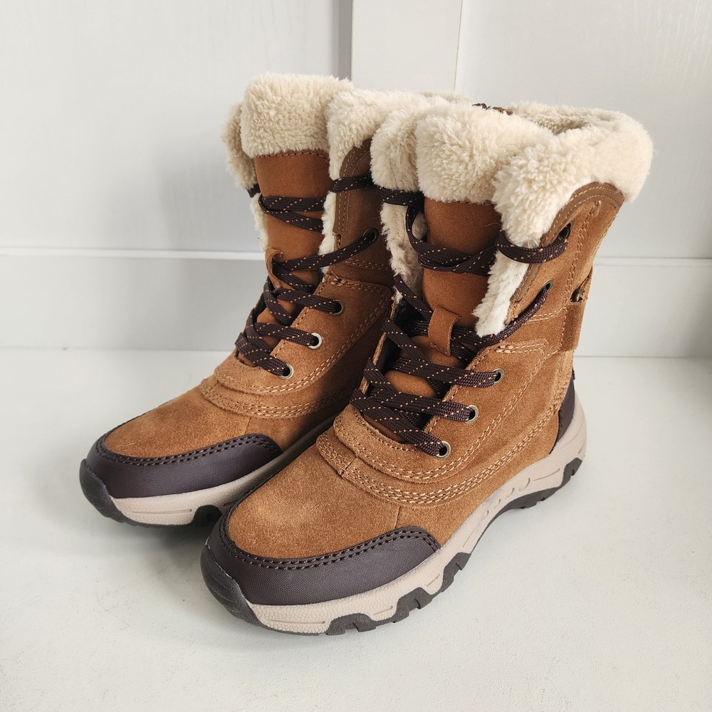 Easy Spirit Senorte Womens 5M Tan Suede Faux Fur Lined Winter Snow Boots Brown